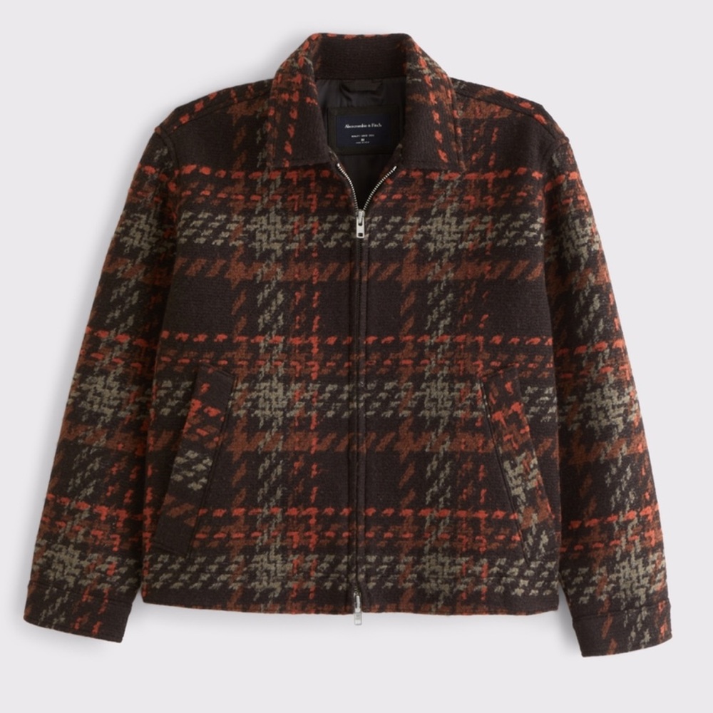NWT Abercrombie Men’s Plaid Wool Jacket XL